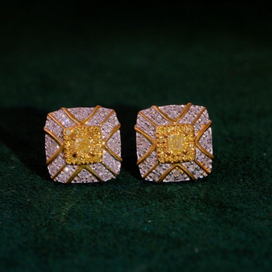 14k Gold 0.7 Ct Natural Color Diamond Earrings