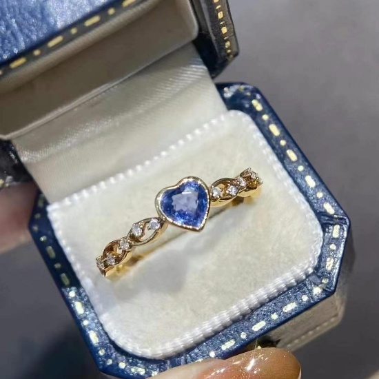 14k Gold 0.5 Ct Natural Sapphire & Diamond Ring
