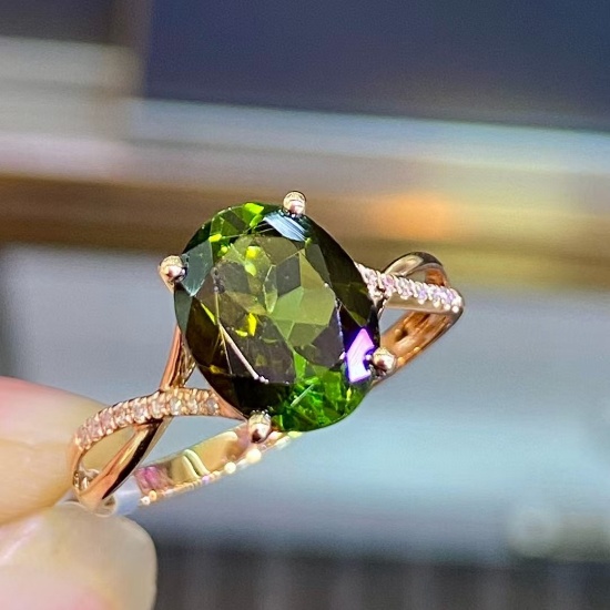 14k Gold 2.24 Ctw Natural Tourmaline & Diamond Ring