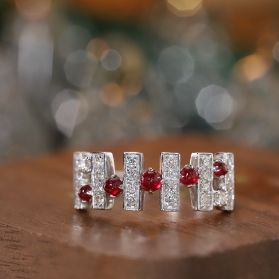 14k Gold 0.75 Ctw Natural Ruby & Diamond Ring