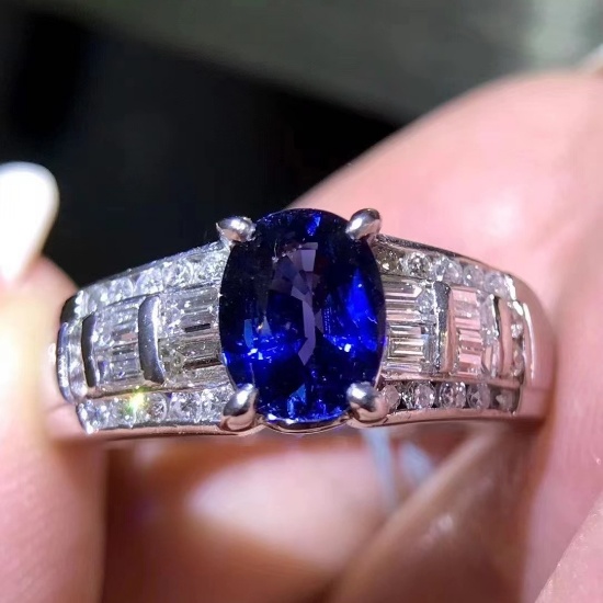 14k Gold 1.83 Ctw Natural Sapphire & Diamond Ring