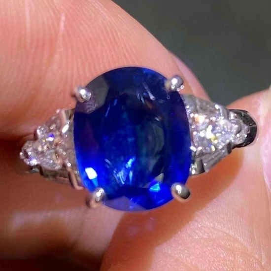 14k Gold 4.23 Ctw Natural Sapphire & Diamond Ring
