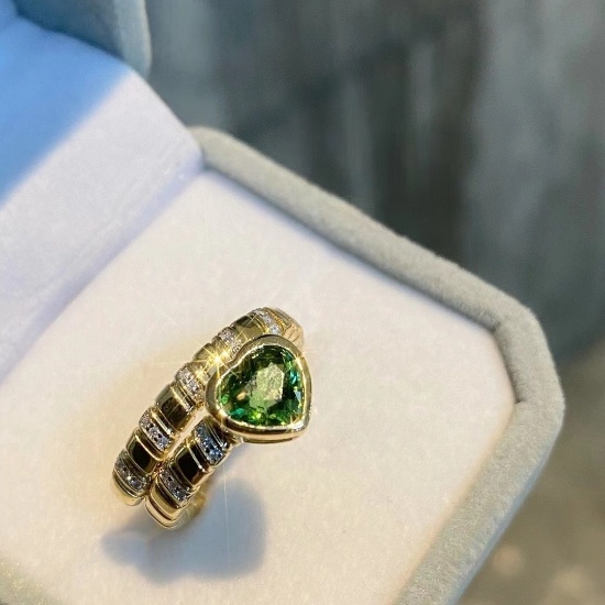 14k Gold 1.34 Ctw Natural Tourmaline & Diamond Ring