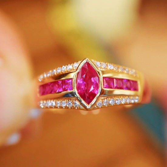 14k Gold 0.65 Ctw Natural Ruby & Diamond Ring