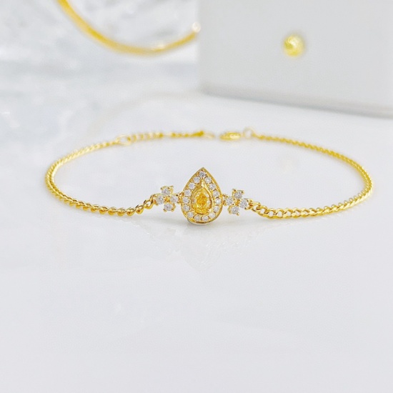 14k Gold 0.35 Ctw Natural Yellow Diamond & Diamond Bracelet