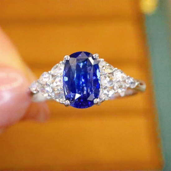 14k Gold 1.42 Ctw Natural Sapphire & Diamond Ring