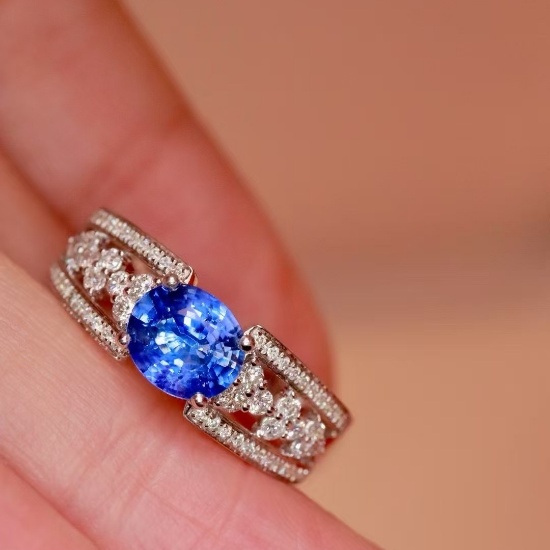 14k Gold 1.42 Ctw Natural Sapphire & Diamond Ring