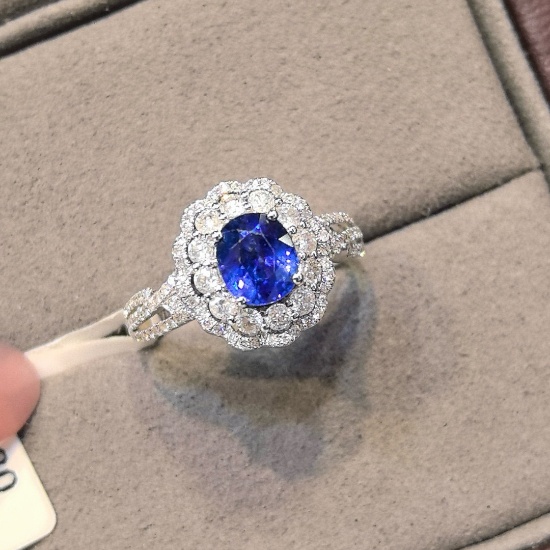 14k Gold 1.64 Ctw Natural Sapphire & Diamond Ring