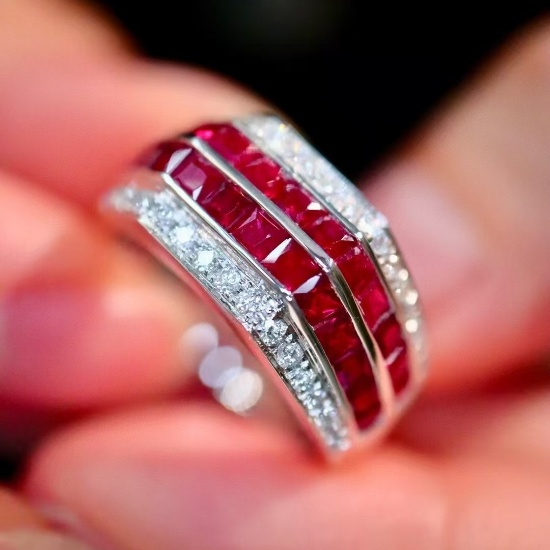14k Gold 1.85 Ctw Natural Ruby & Diamond Ring
