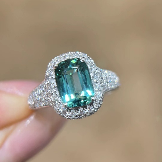 14k Gold 2.93 Ctw Natural Tourmaline & Diamond Ring