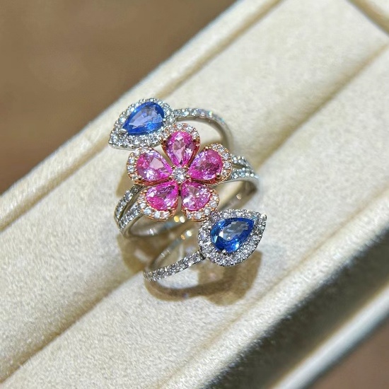 14k Gold 3.41 Ctw Natural Sapphire & Diamond Ring