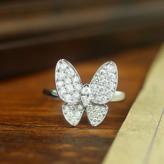 14k Gold 0.70 Ct Natural H Diamond & Butterfly Ring