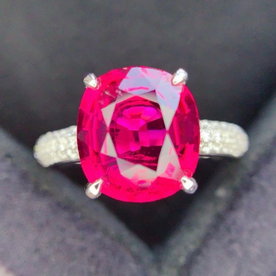 14k Gold 4.40 Ctw Natural Tourmaline & Diamond Ring