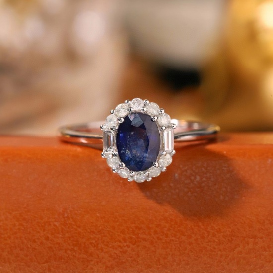 14k Gold 1.85 Ctw Natural Sapphire & Diamond Ring