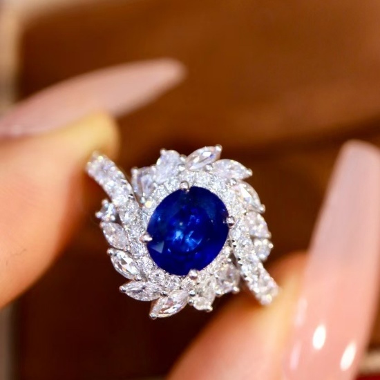 14k Gold 2.31 Ctw Natural Sapphire & Diamond Ring