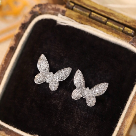 14k Gold 0.3 Ct Natural H Diamond & Butterfly Earrings