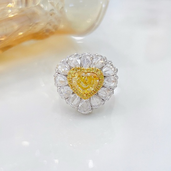 14k Gold 4.26 Ctw Natural Yellow Diamond & Diamond Ring/pendant( Without Chain )