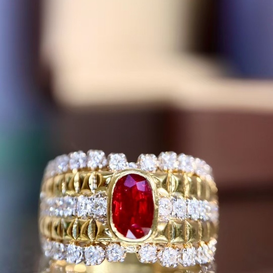 14k Gold 1.36 Ctw Natural Ruby & Diamond Ring