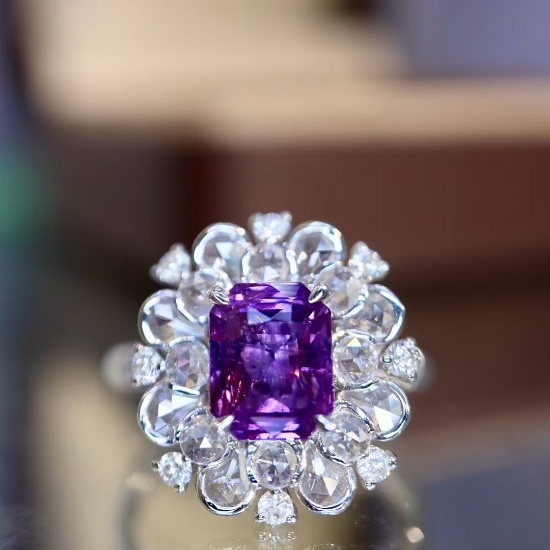 14k Gold 2.82 Ctw Natural Sapphire & Diamond Ring