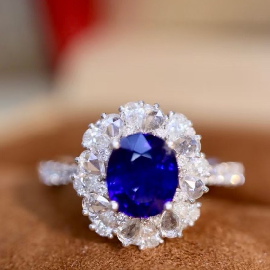 14k Gold 1.93 Ctw Natural Sapphire & Diamond Ring