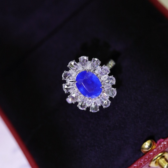 14k Gold 4.08 Ctw Natural Sapphire & Diamond Ring