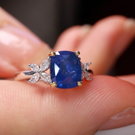 14k Gold 2.33 Ctw Natural Sapphire & Diamond Ring