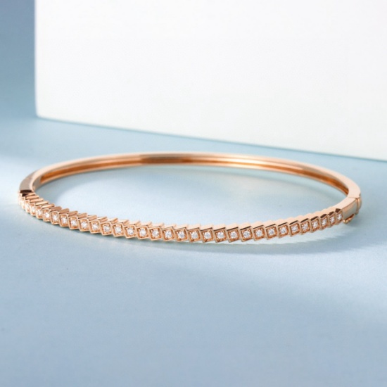 14k Gold 0.23 Ct Natural H Diamond Bangle