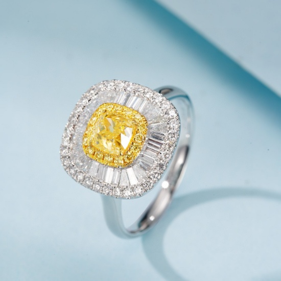 14k Gold 1.85 Ctw Natural Yellow Diamond & Diamond Ring
