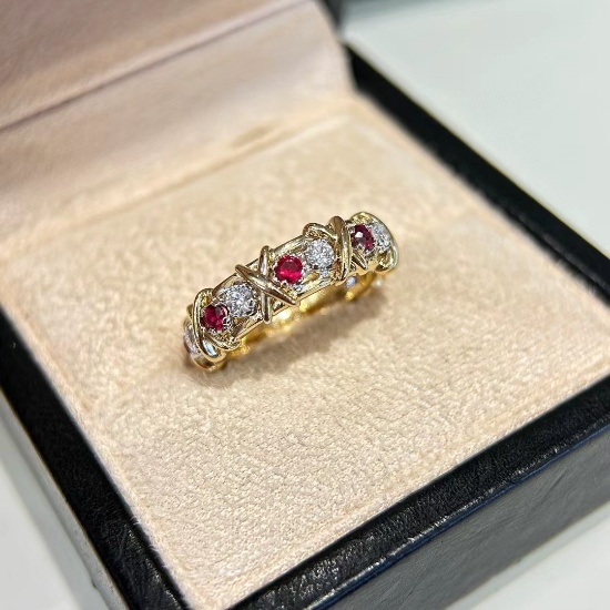 14k Gold 1.33 Ctw Natural Ruby & Diamond Ring