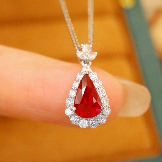 14k Gold 1.27 Ctw Natural Ruby & Diamond Pendant( Without Chain )