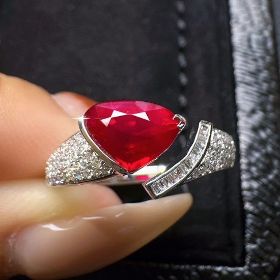 14k Gold 1.29 Ct Natural Ruby & Diamond Ring