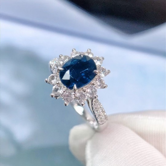 14k Gold 1.91 Ctw Natural Sapphire & Diamond Ring/pendant( Without Chain )