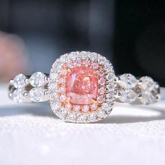 14k Gold 0.61 Ctw Natural Pink Diamond & Diamond Ring