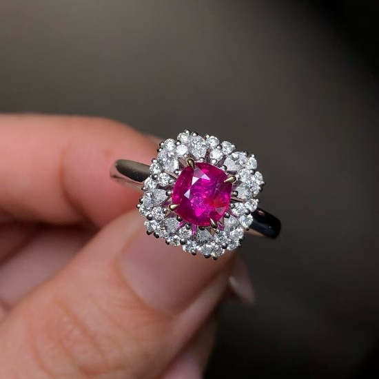 14k Gold 1.76 Ctw Natural Ruby & Diamond Ring