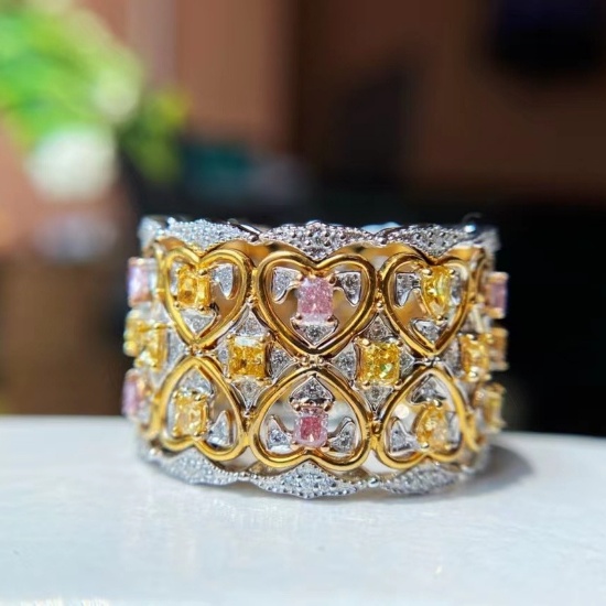 14k Gold 2.08 Ctw Natural Color Diamond & Diamond Ring