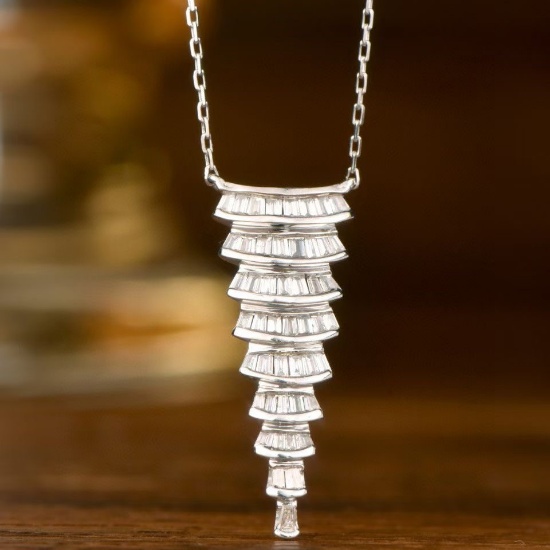 14k Gold 0.40 Ct Natural H Diamond Necklace