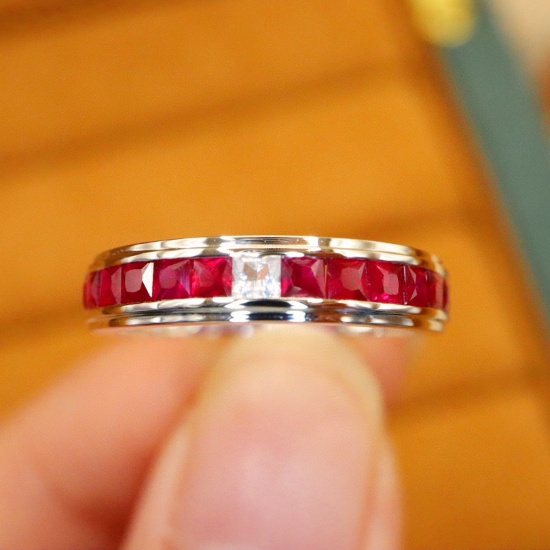 14k Gold 0.96 Ctw Natural Ruby & Sapphire Ring