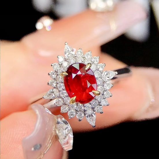14k Gold 1.44 Ctw Natural Ruby & Diamond Ring