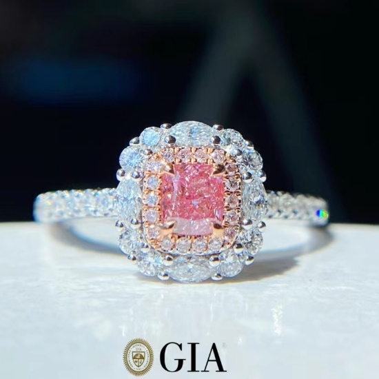 Gia Certified 14k Gold 0.78 Ctw Natural Pink Diamond & Diamond Ring