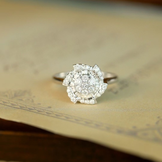 14k Gold 0.50 Ct Natural H Diamond Ring