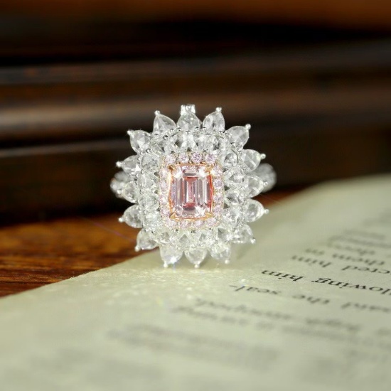 14k Gold 3.51 Ctw Natural Pink Diamond & Diamond Ring/pendant( Without Chain )