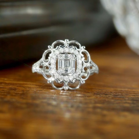 14k Gold 0.70 Ct Natural H Diamond Ring