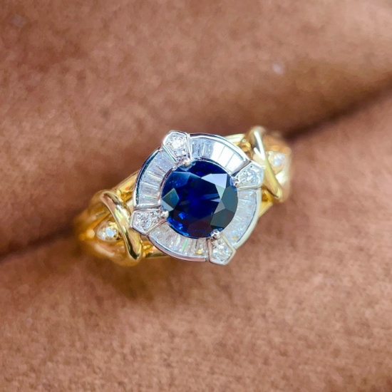 14k Gold 0.83 Ctw Natural Sapphire & Diamond Ring