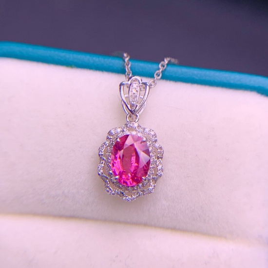 14k Gold 0.93 Ct Natural Spinel & Diamond Pendant( Without Chain )