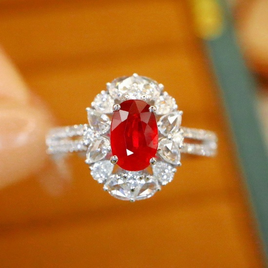 14k Gold 1.51 Ctw Natural Ruby & Diamond Ring