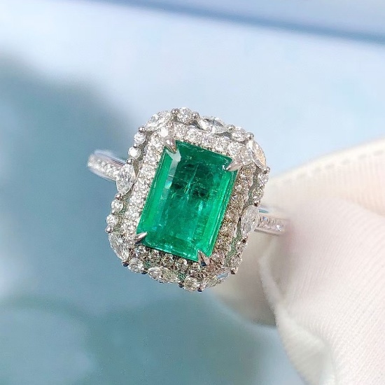 14k Gold 1.97 Ctw Natural Emerald & Diamond Ring/pendant( Without Chain )