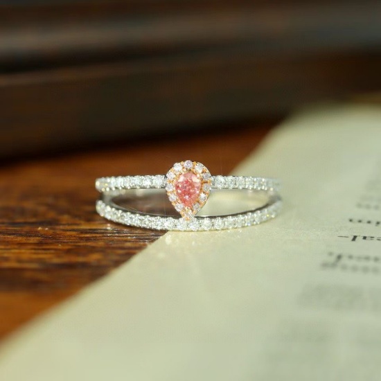 14k Gold 0.34 Ctw Natural Pink Diamond & Diamond Ring
