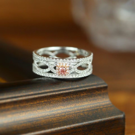 14k Gold 0.46 Ctw Natural Pink Diamond & Diamond Ring