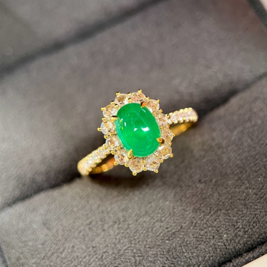 14k Gold 1.92 Ctw Natural Emerald & Diamond Ring