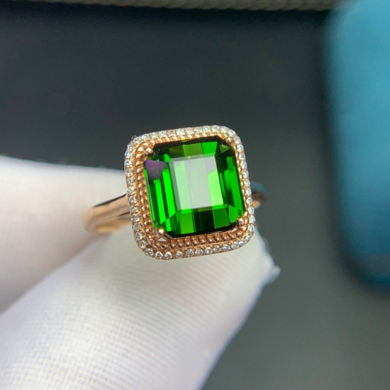 14k Gold 4.4 Ct Natural Tourmaline & Diamond Ring